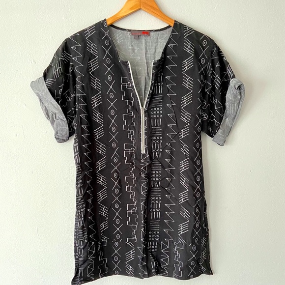 black and white graphic print tunic mini dress by Daryl K - Picture 1 of 4